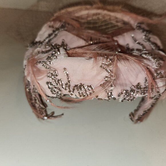 Vintage Hat with Net, Feathers, Beads *AS IS READ*